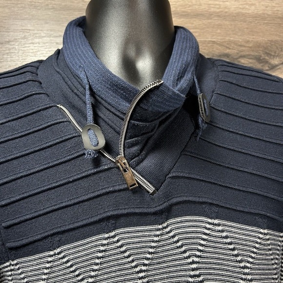 LCR Black Edition Sweater‎ Men's XXL Turtleneck 1/4 Zip Navy White - Picture 4 of 5